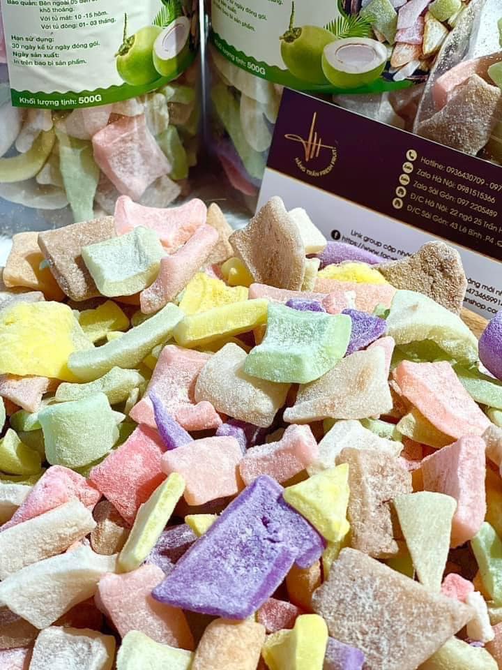 MỨT DỪA VIÊN HỘP 500GR