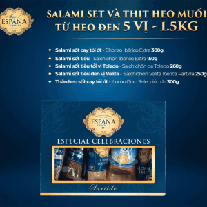 SALAMI SET VÀ THỊT HEO MUỐI TỪ HEO ĐEN 5 VỊ - 1.5 KG