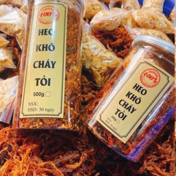 HEO KHÔ CHÁY TỎI ( HỘP 500GR )