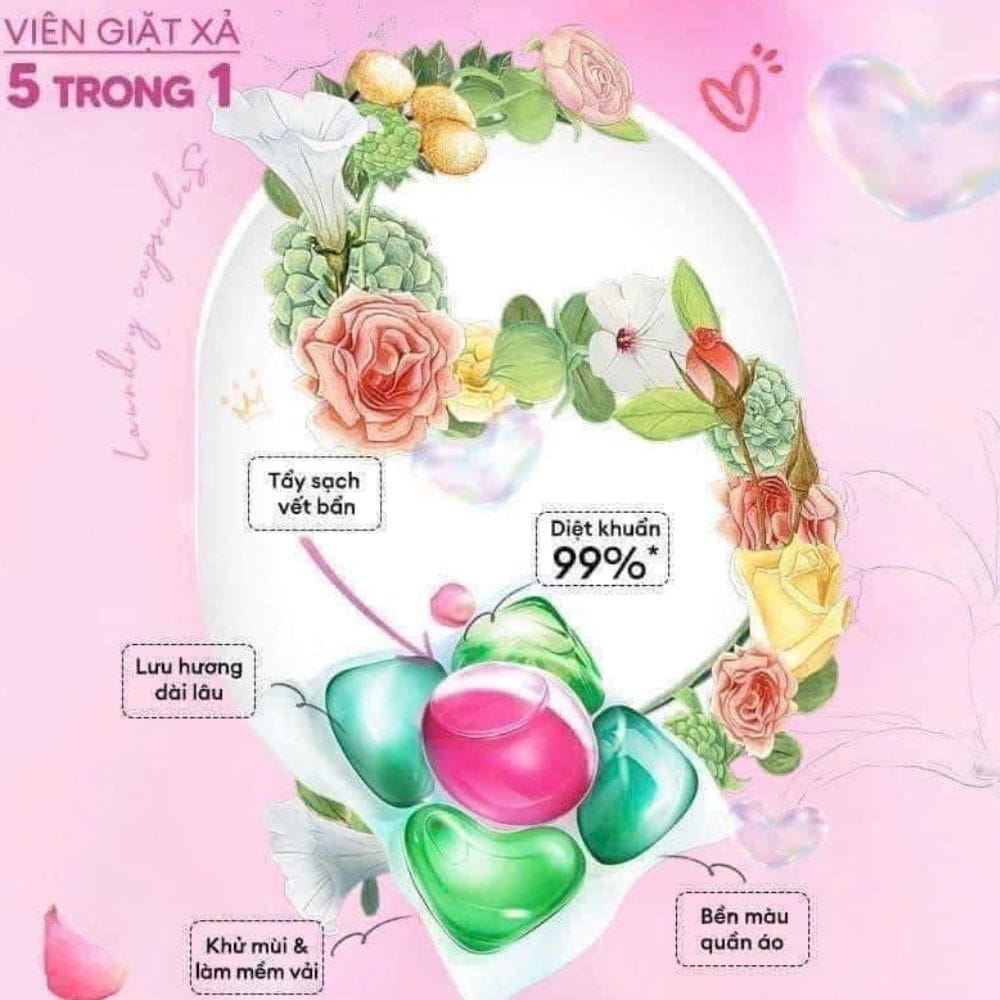 VIÊN GIẶT XẢ TINH DẦU NƯỚC HOA 5IN1 ÚC ( MÙI ETERNAL MÀU TÍM ) - Hình ảnh 6