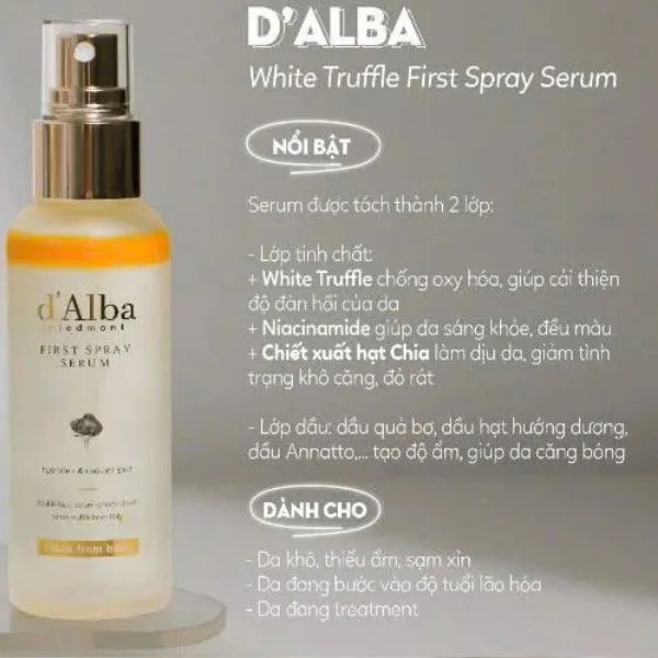 Xịt Khoáng 𝐃’𝐀𝐋𝐁𝐀 𝐝𝐨̀𝐧𝐠 𝐅𝐢𝐫𝐬𝐭 𝐒𝐩𝐫𝐚𝐲 (chai vàng ) - Hình ảnh 8