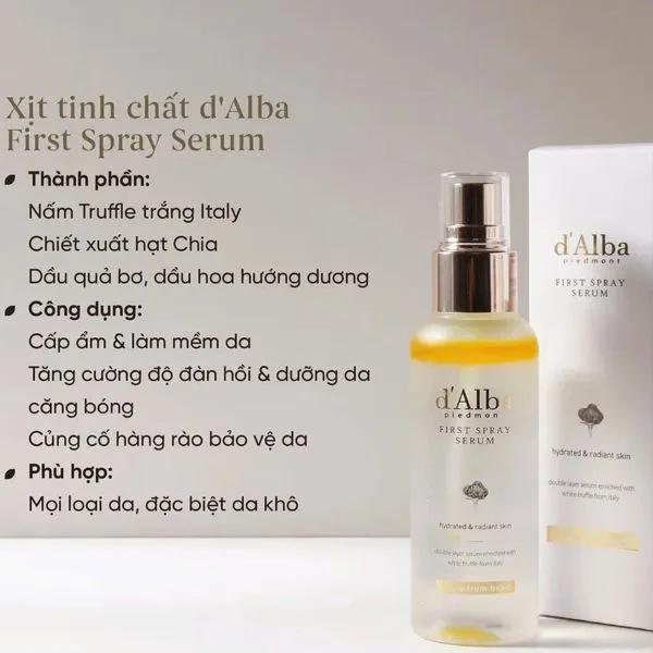 Xịt Khoáng 𝐃’𝐀𝐋𝐁𝐀 𝐝𝐨̀𝐧𝐠 𝐅𝐢𝐫𝐬𝐭 𝐒𝐩𝐫𝐚𝐲 (chai vàng ) - Hình ảnh 6