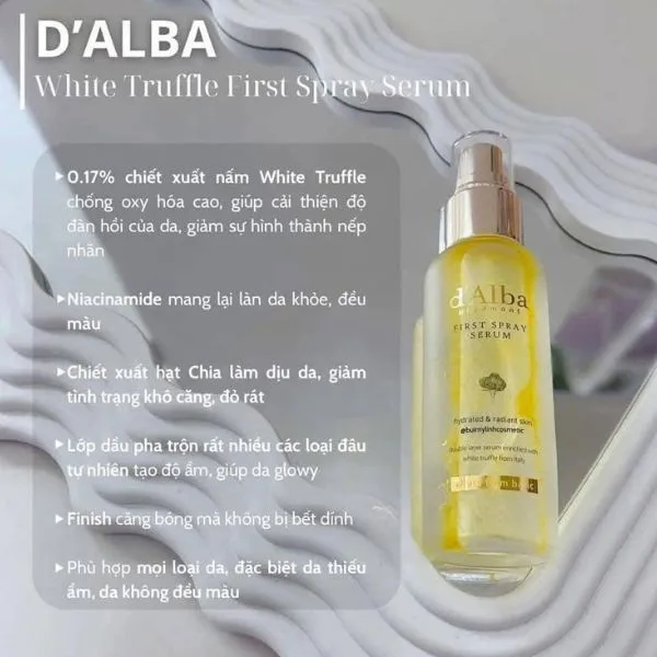 Xịt Khoáng 𝐃’𝐀𝐋𝐁𝐀 𝐝𝐨̀𝐧𝐠 𝐅𝐢𝐫𝐬𝐭 𝐒𝐩𝐫𝐚𝐲 (chai vàng ) - Hình ảnh 3