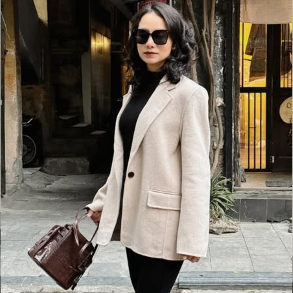 ÁO KHOÁC DẠ LÔNG CỪU HÀN QUỐC ( MÀU KEM )