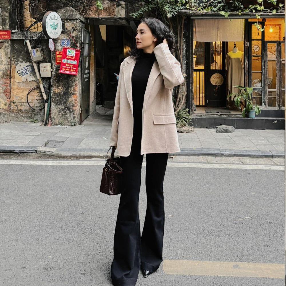 ÁO KHOÁC DẠ LÔNG CỪU HÀN QUỐC ( MÀU KEM ) - Hình ảnh 3