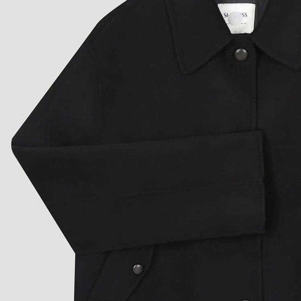 ÁO KHOÁC DẠ LÔNG CỪU HÀN QUỐC ( MÀU ĐEN ) - Hình ảnh 4