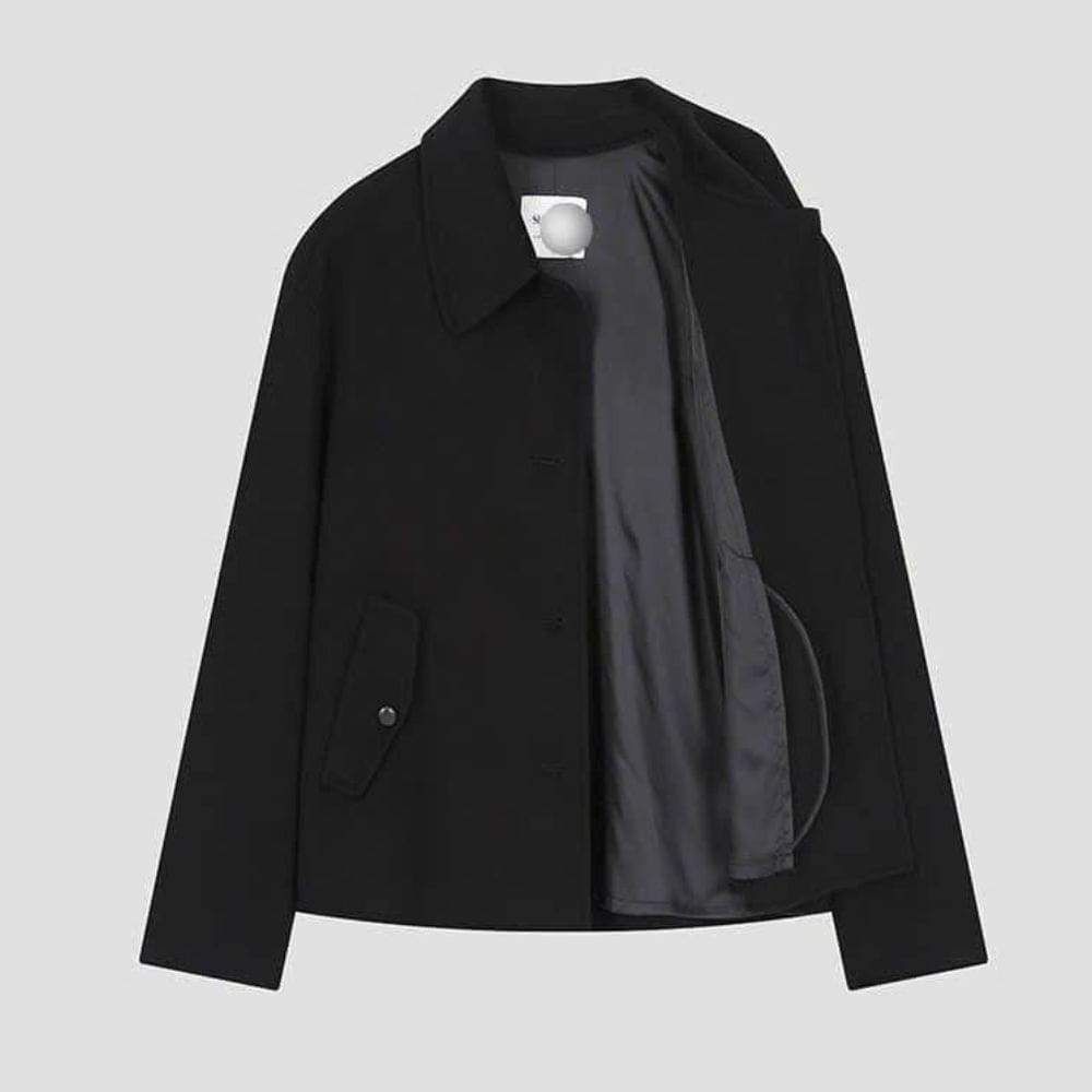 ÁO KHOÁC DẠ LÔNG CỪU HÀN QUỐC ( MÀU ĐEN ) - Hình ảnh 2