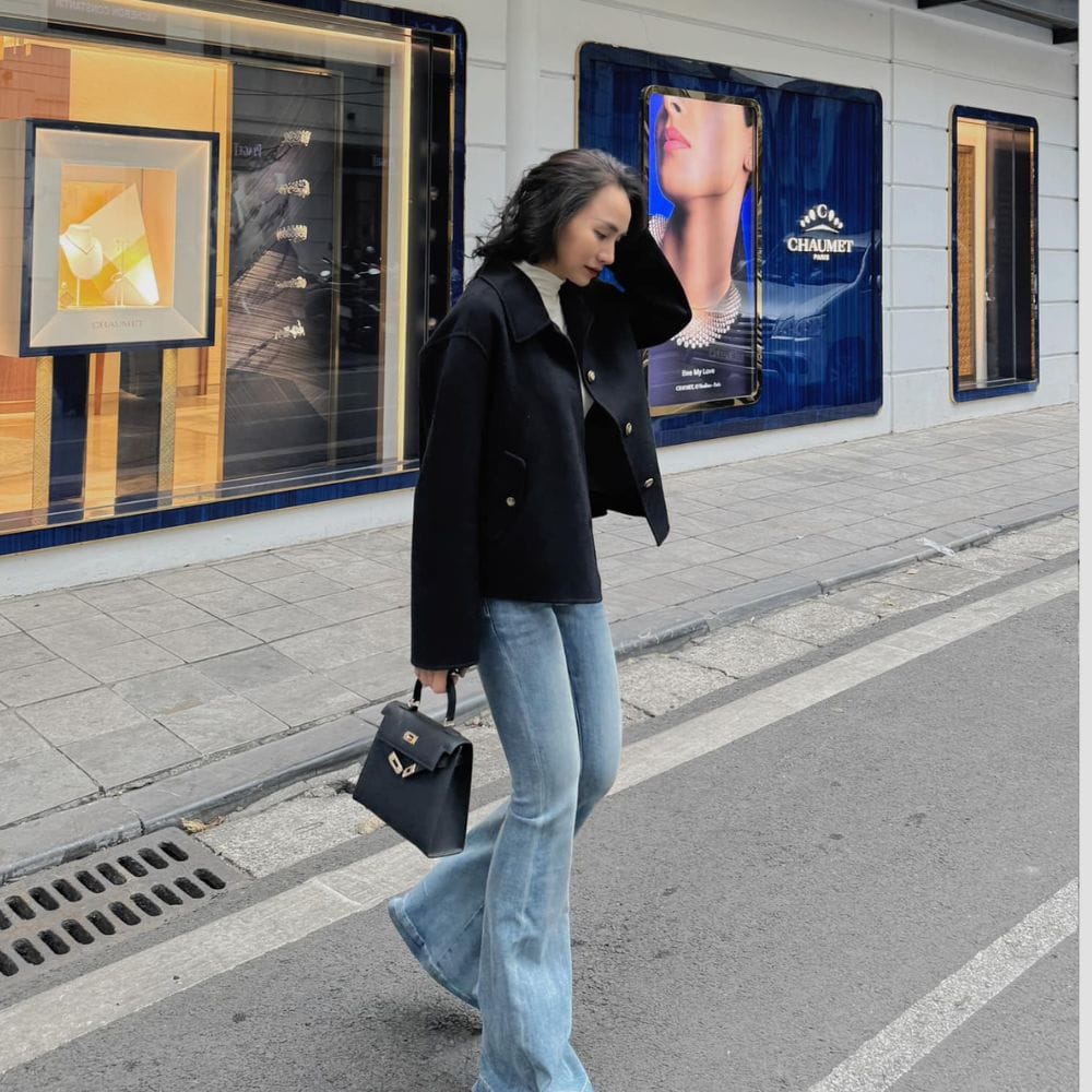 ÁO KHOÁC DẠ LÔNG CỪU HÀN QUỐC ( MÀU ĐEN ) - Hình ảnh 3