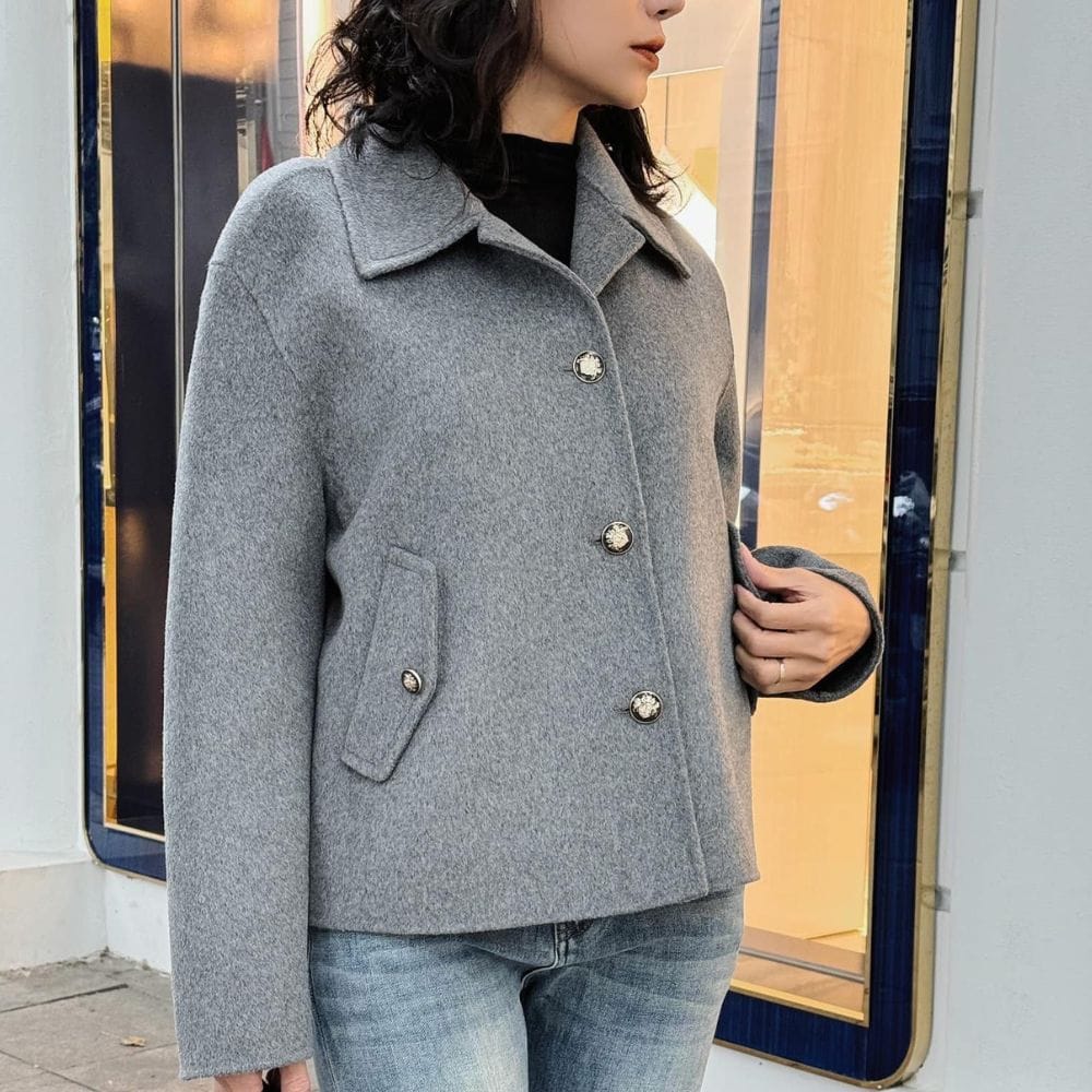 ÁO KHOÁC DẠ LÔNG CỪU HÀN QUỐC ( MÀU XÁM ) - Hình ảnh 2
