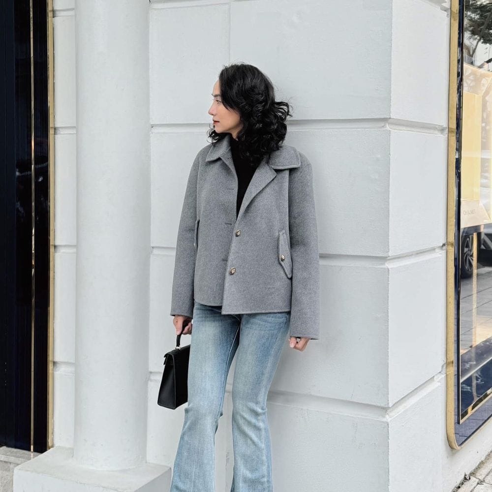 ÁO KHOÁC DẠ LÔNG CỪU HÀN QUỐC ( MÀU XÁM )