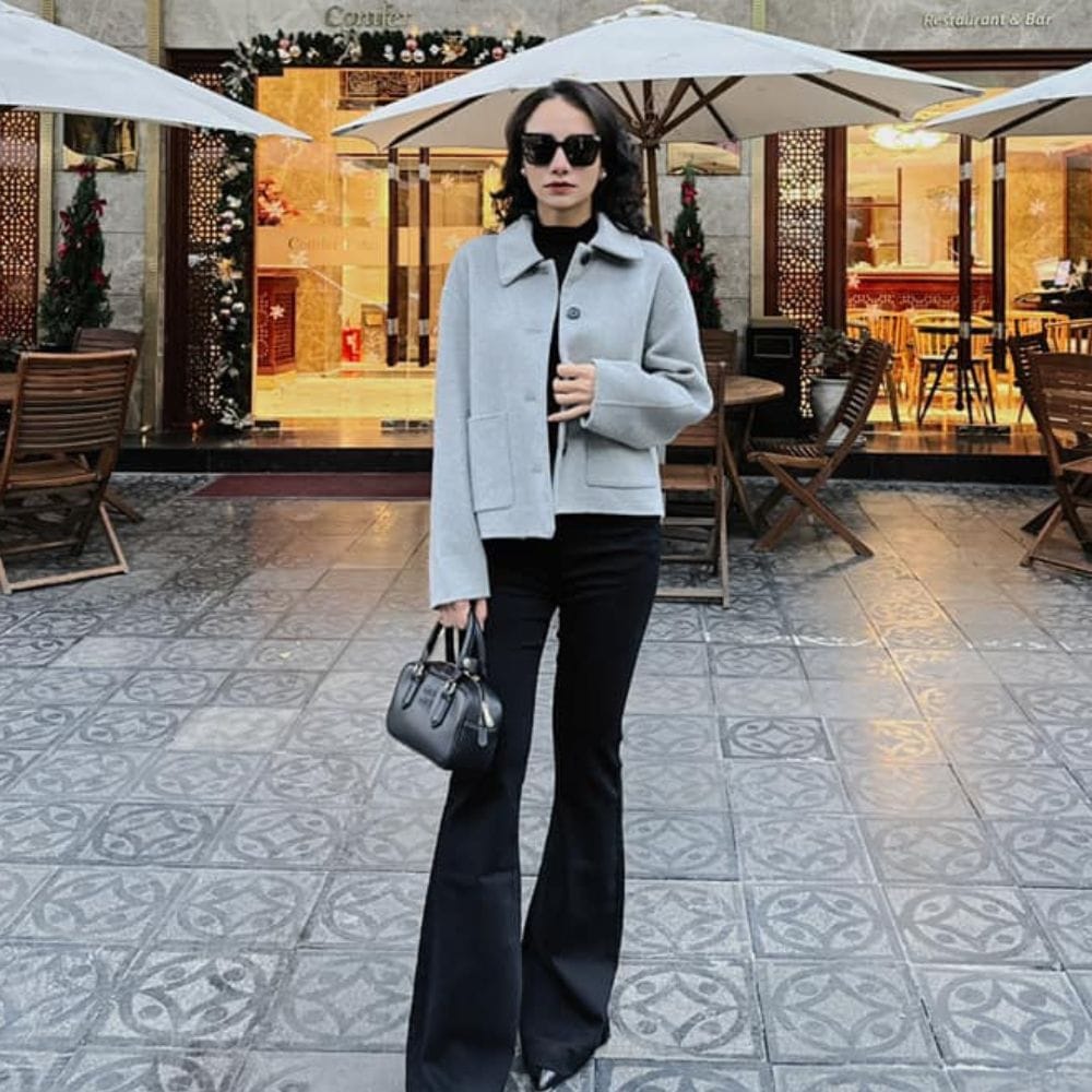 ÁO KHOÁC DẠ LÔNG CỪU HÀN QUỐC ( MÀU XÁM ) - Hình ảnh 4